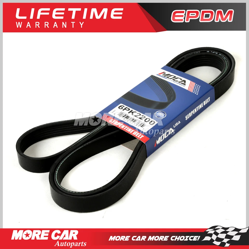 Serpentine Belt 6PK2200 for 85-89 Cadillac DeVille 00-11 Dodge Ford Mazda 4.0L - Image 1 of 4