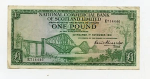 National Commercial Bank of Scotland  £1 Banknote 1st November 1961 Prefix E - Picture 1 of 2