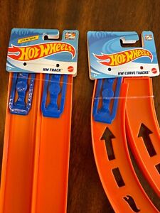 Hot Wheels 4 Piece Track Builder Set - 2 Curves & 2 Straights, OVER 96inch -New!