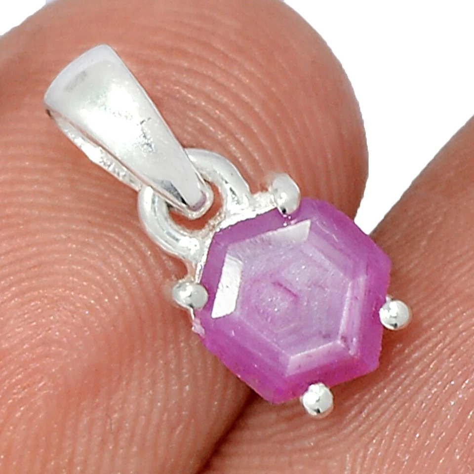 Raro Rubí Natural Estalactita 925 Plata de Ley Colgante Joyería CP55308 Foto 1 de 1