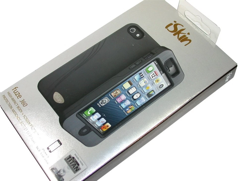 Nueva Funda iSkin Fuze 360 para iPhone 5 Negra con Protector de Pantalla Titan FUZE5G-BK1 Foto 1 de 3