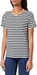 Mustang Ladies Alina C Striped T-shirt Short Sleeve Shirt, Navy / White, XS - Picture 1 of 2