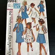 Vintage 1960s Simplicity 5904 Girls Dress Skirt + Jacket Sewing Pattern 12 CUT