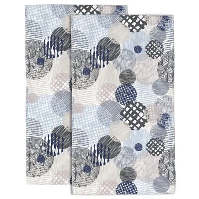 Hand Towels Set of 2 Lined Circles Towels for Bathroom Soft Absorbent Decorat... - Image 1 of 4