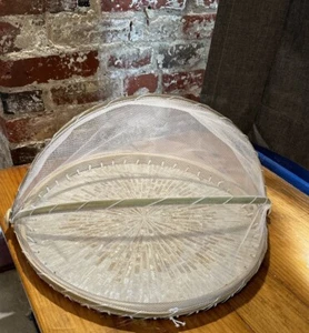 Capiz Mother Of Pearl Shell Outdoor Mesh Covered Food Protector Serving Tray NEW - Picture 1 of 7
