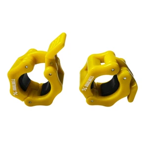 Barbell Clamps Yellow 1" Inch Barbell Collars Quick Release Locking 1-Pair Clips - Picture 1 of 3