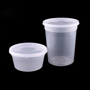 (24 Set） 32 oz Plastic Deli Food Storage Containers with Airtight Lids  - Picture 1 of 10