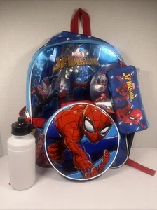Marvel Spider-Man Kids Backpack & Lunch Bag 5 Piece Set - Picture 1 of 12