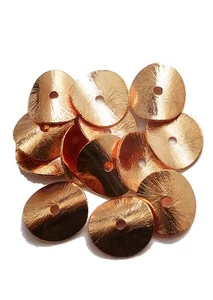 25 Pcs 22mm Brushed Wavy Disc Genuine Copper Jewelry Making Bead - Picture 1 of 3