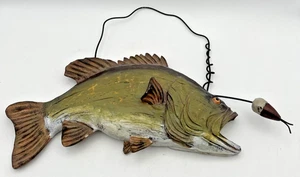 Rustikaler Harz Fisch / Keramik Großmaul Barsch Wanddeko, ca. 12"x5"x 2" - Bild 1 von 17