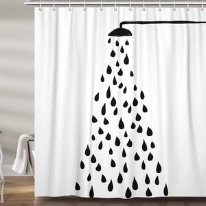 Black & White Shower Curtain 72x72 Inch Modern Abstract Polka Dot Kids Funny - Picture 1 of 7