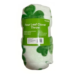 CVS St. Patrick’s Day Four Leaf Clover Throw Blanket New - Picture 1 of 2