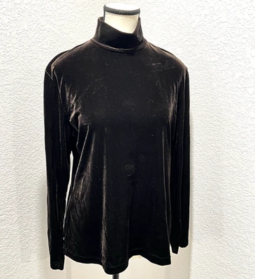 Suéter Rafaella Terciopelo Marrón Manga Larga Cuello Alto Peluche Pelo Corto Suave Grande Foto 1 de 4