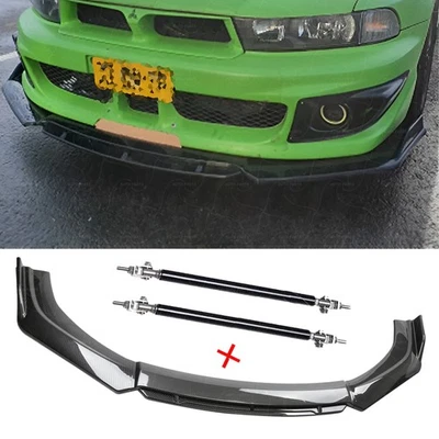 For Mitsubishi outlander sport se Carbon Fiber Black Front Bumper Lip Chin Body Foto 1 de 4