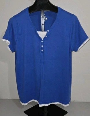 Lindo Top Polo Azul Blanco En Capas Hecho Para Talla Natural 2X Foto 1 de 4