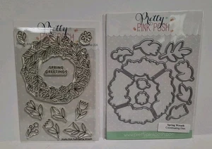 Bonito juego de estampillas y troqueles rosa Posh guirnalda de primavera - Imagen 1 de 4