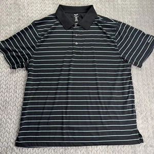 Reebok Golfshirt Herren XL Polo gestreift Performance feuchtigkeitsableitend Stretch schwarz Komfort - Bild 1 von 11