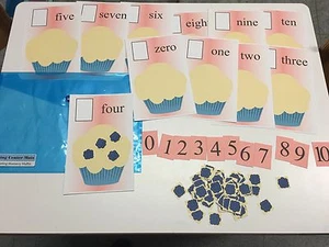0-10 Muffin Games Learning Center- COUNTING MATS - Laminated Mats - Picture 1 of 7