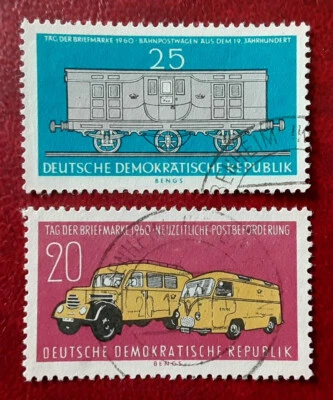 RDA Alemania 1960 Sello Usado Día Mi 789-90 Scott 512-3 Yt 504-5 VF/XF 5040 Foto 1 de 2