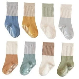 Baby Girls Boys Socks infant Cotton Crew Socks for newborn 1-3T Blue -Non Slip - Picture 1 of 7