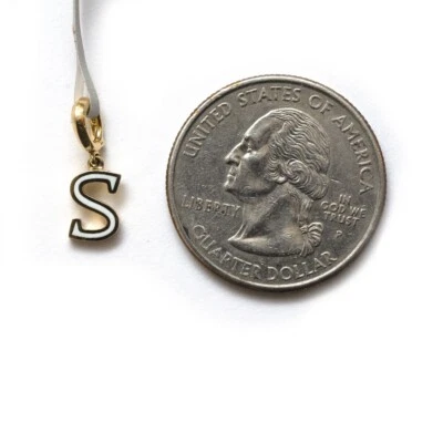  DAVID YURMAN New 8mm Petite Gold & Enamel S Initial Pendant - Image 1 of 4