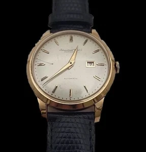 IWC Schaffhausen 18k Rose Gold Mechanical Watch Leather Band Vintage - Picture 1 of 4
