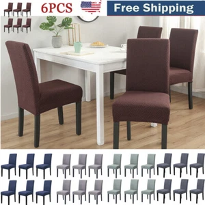 4/6pcs Stretch Knitted Chair Covers Printed Dining Room Slipcovers Protector - Picture 1 of 44