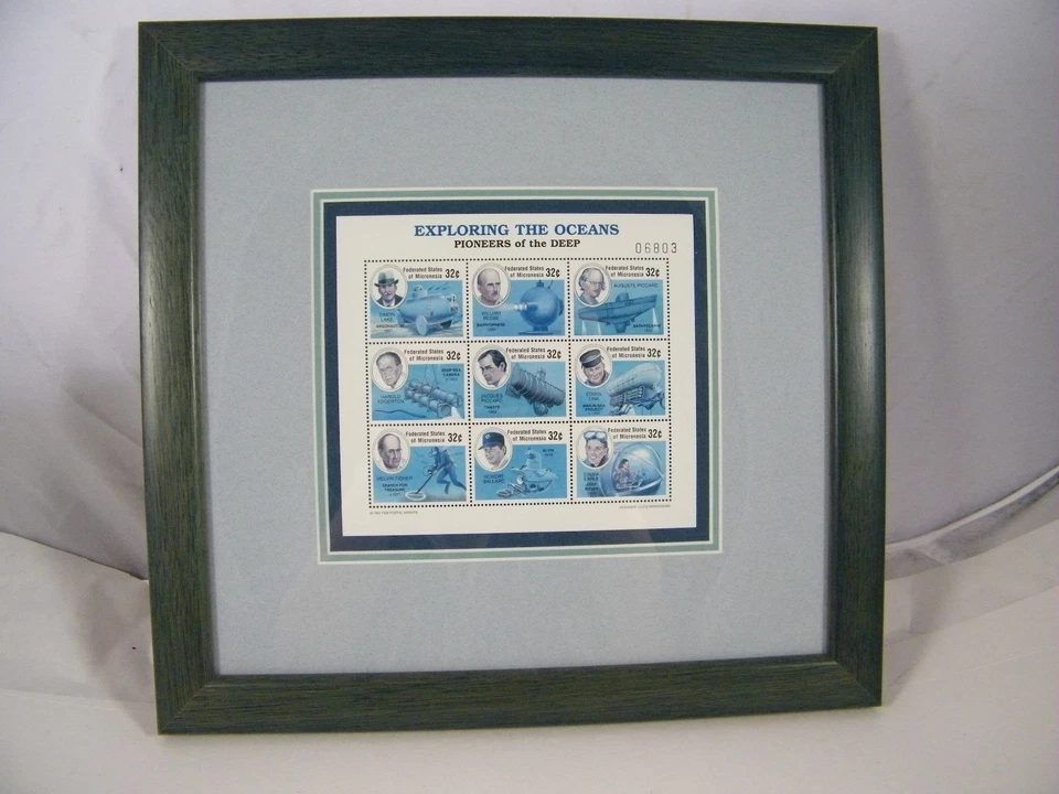 1997 EXPLORING THE OCEANS FRAMED PLATE BLOCK STAMPS FEDERATED STATES  MICRONESIA - Image 1 of 4