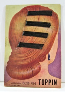 Vintage 1946 Toppin Improved Bob Pins On Display Card Old Unsold Store Stock - Picture 1 of 2
