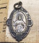 Vintage pendant medal Our Lady of Mt Carmel Sacred Heart of Jesus G99