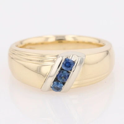.36ctw Lab-Created Sapphire Wedding Band Ring 14k Multi-Tone Gold Size 10 - Image 1 of 4