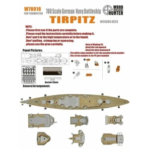 Hunter W70016 1/700 Wood Deck German Battleship TIRPITZ FOR TRUMPETER 05712 - Picture 1 of 3