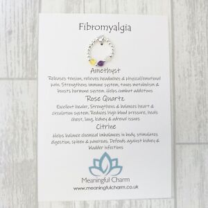 Sterling Silver Fibromyalgia Ring Gemstone Healing Crystal Stretch Pain Relief