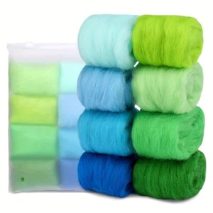 80g/3.5OZ Natural Wool Roving Yarn Needle Felting Kit - 8 ColorsX10g, DIY Craft - Picture 1 of 23
