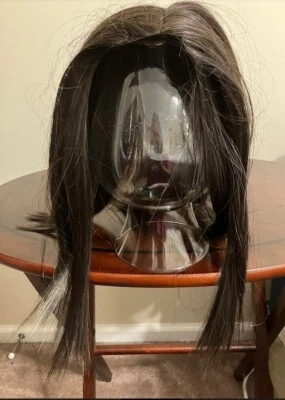 Peluca recta negra - Cabello sintético - Construcción monofilamento - 14" Foto 1 de 4