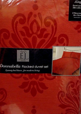 ELIZABETH JAYNE SINGLE BED DUVET COVER SET DONNABELLA FLOCKED DAMASK RED WINE POLYESTER