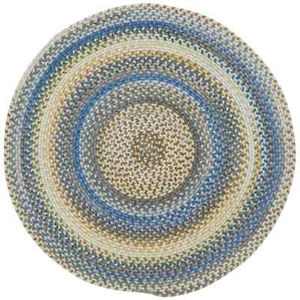 Capel Rugs Kill Devil Hill Wool Country Braided Round Area Rug Natural Blue - Picture 1 of 3