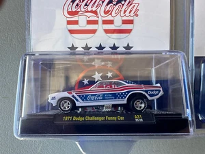 M2 Machines Coca-Cola 1971 Dodge Challenger Funny Car SUPER RARE ERROR Lot Of 2 - Picture 1 of 4