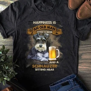 Schnauzer Sitting Near Old Man Gift For You T-Shirt - Gift for Dog Lovers - F... - Picture 1 of 14