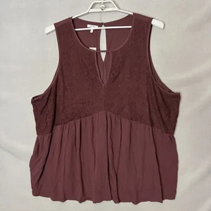 Maurices Top Tank Lace Cut Out Babydoll Lightweight Reddish Brown Flowy Plus 3XL - Picture 1 of 9