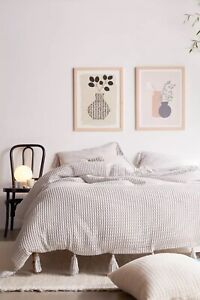 NEW Urban Outfitters King Waffle Weave Duvet Cover Gray Z530
