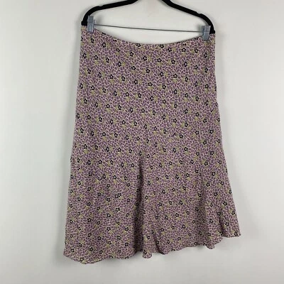 Falda Sundance Seda Línea A Talla 14 Floral Cremallera Lateral Midi Foto 1 de 4