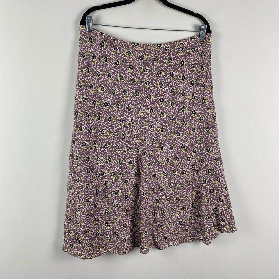 Falda Sundance Seda Línea A Talla 14 Floral Cremallera Lateral Midi Foto 1 de 4