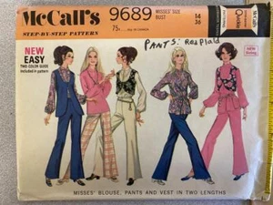Vintage McCall’s Sewing Pattern 9689 – Misses’ Blouse, Pants and Vest (Size 14) - Picture 1 of 1