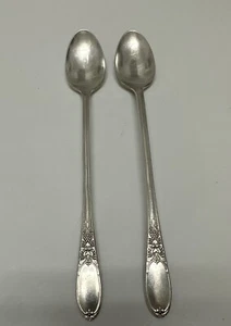 2 Pc.  7 3/4" Ice Tea Spoon Wm Rogers & Son AA Silverplate - Picture 1 of 6