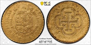 Spain Philip V 1721-S J, 8 Escudos Cali-2294 PCGS AU 53 Only One Graded By PCGS - Picture 1 of 10