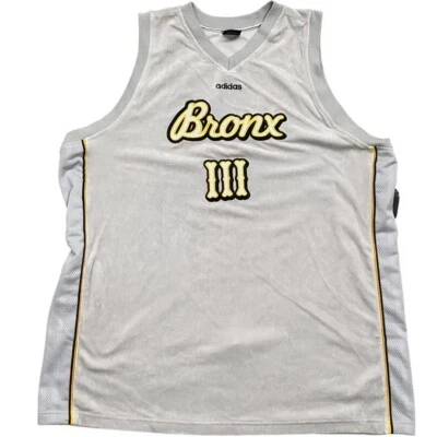 Adidas Jersey Men 3XT Grey Black Velour BRONX III Stitch Basketball Top Ice Y2K - Image 1 of 4