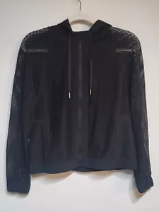 Chaqueta Lululemon Malla Sobre Malla Negra Con Capucha Talla 6 Aprox. - Imagen 1 de 9