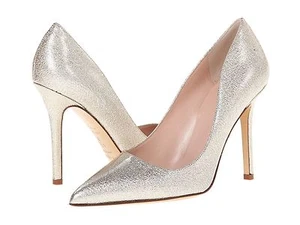 $350 Kate Spade New York Beige Gold Metallic Leather Larisa Heells Pumps 9 - Picture 1 of 4