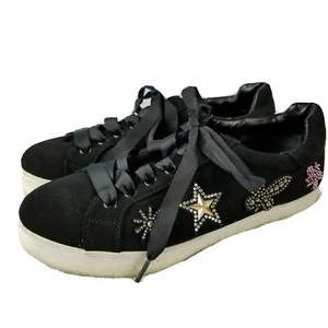 Libby Edelman Sneakers 7 Women Black Low Top Lace Up Star Butterfly Flower Cece - Picture 1 of 10